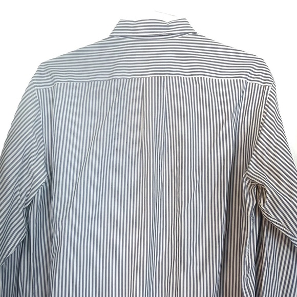 Perry Ellis Portfolio Men’s Blue and White Striped Button Down Dress Shirt Large - Picture 7 of 8